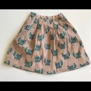 COMME TOI Fox Print Anthropologie Circle Skirt
